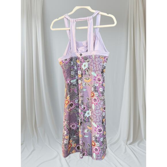 Prana Athletic Dress Built in Bra L Light Purple Floral Stretchy Fitted Sporty - Picture 5 of 9